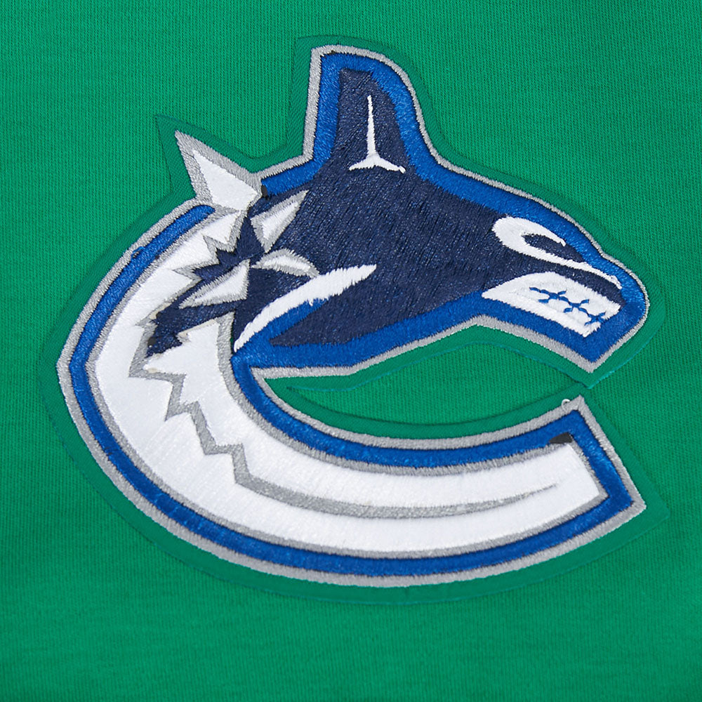 NHL VANCOUVER CANUCKS CLASSIC CHENILLE T-SHIRT EN MAILLE DOUBLE POUR HOMME (VERT KELLY)