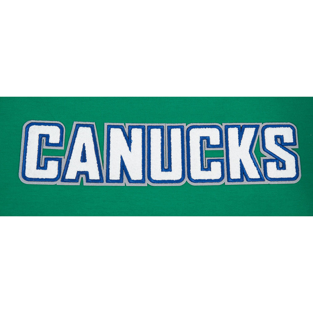 NHL VANCOUVER CANUCKS CLASSIC CHENILLE T-SHIRT EN MAILLE DOUBLE POUR HOMME (VERT KELLY)