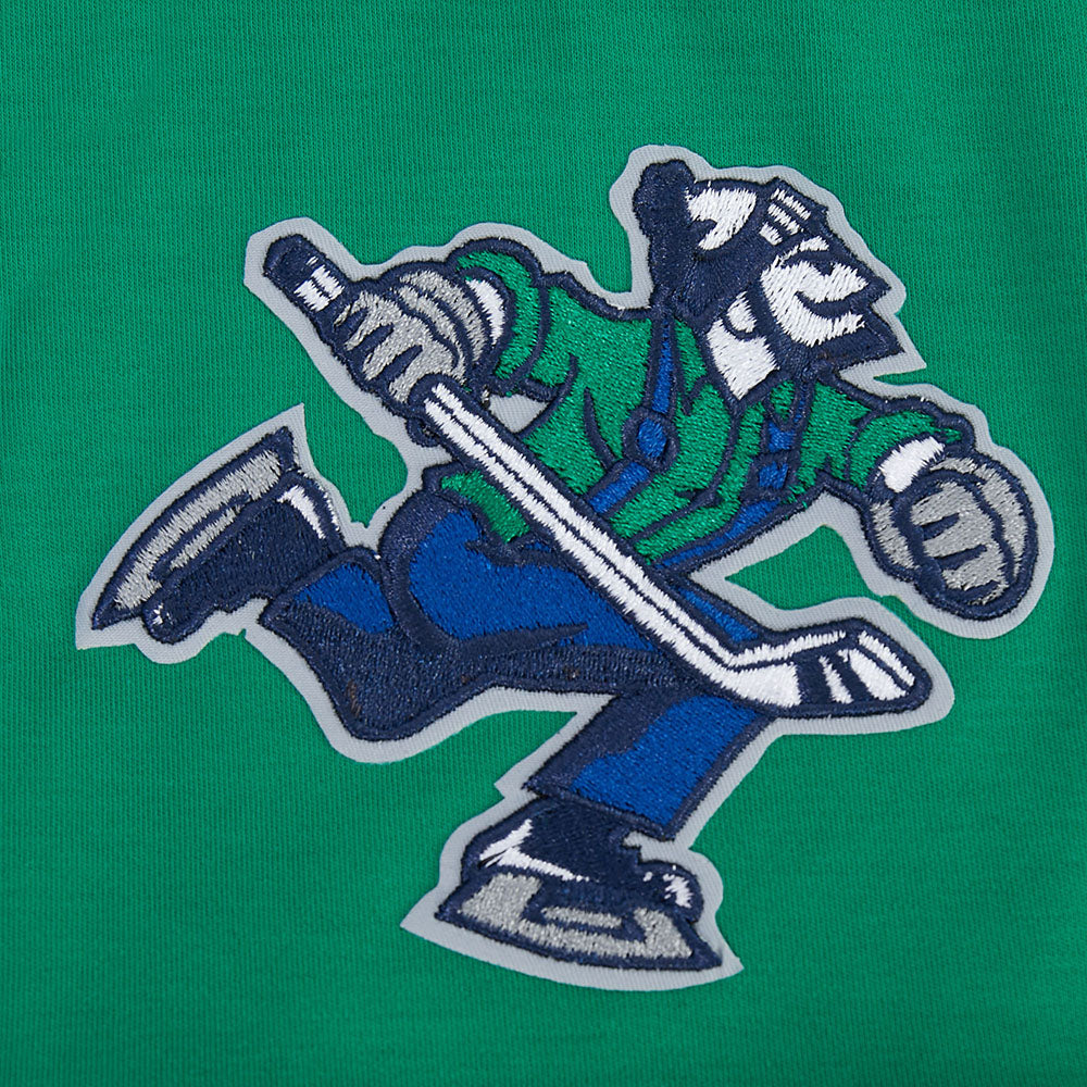 NHL VANCOUVER CANUCKS CLASSIC CHENILLE T-SHIRT EN MAILLE DOUBLE POUR HOMME (VERT KELLY)