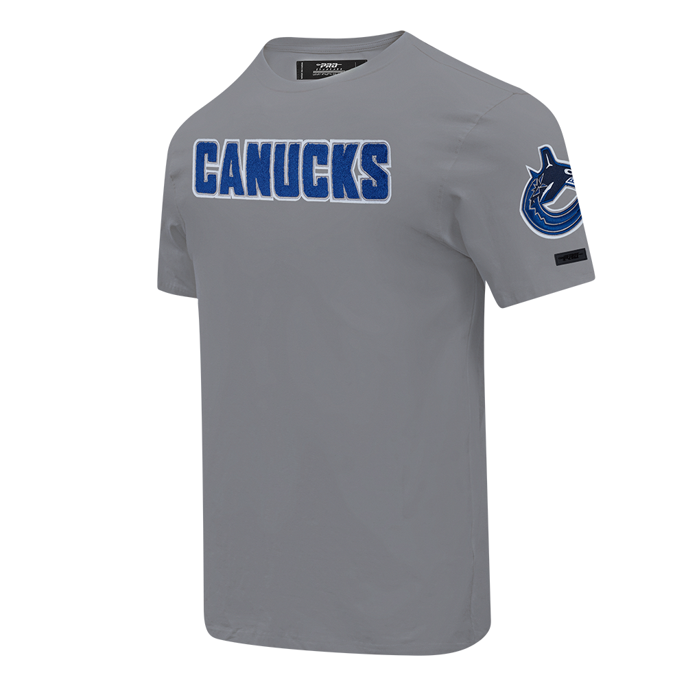 NHL VANCOUVER CANUCKS CLASSIC CHENILLE T-SHIRT EN JERSEY SIMPLE POUR HOMME (GRIS)