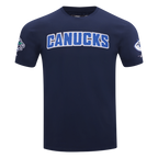 NHL VANCOUVER CANUCKS CLASSIC CHENILLE T-SHIRT EN JERSEY SIMPLE POUR HOMME (MARINE MINUIT)