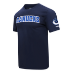 NHL VANCOUVER CANUCKS CLASSIC CHENILLE T-SHIRT EN JERSEY SIMPLE POUR HOMME (MARINE MINUIT)