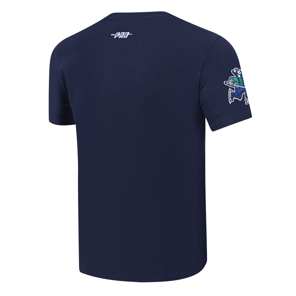 NHL VANCOUVER CANUCKS CLASSIC CHENILLE T-SHIRT EN JERSEY SIMPLE POUR HOMME (MARINE MINUIT)