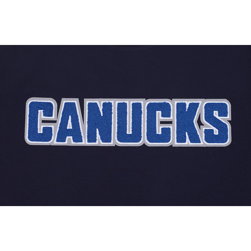 NHL VANCOUVER CANUCKS CLASSIC CHENILLE T-SHIRT EN JERSEY SIMPLE POUR HOMME (MARINE MINUIT)