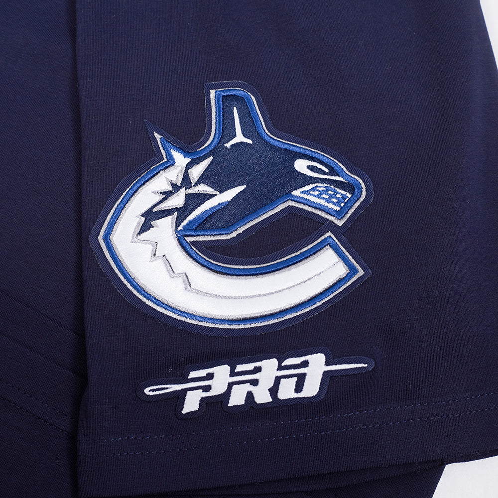 NHL VANCOUVER CANUCKS CLASSIC CHENILLE T-SHIRT EN JERSEY SIMPLE POUR HOMME (MARINE MINUIT)