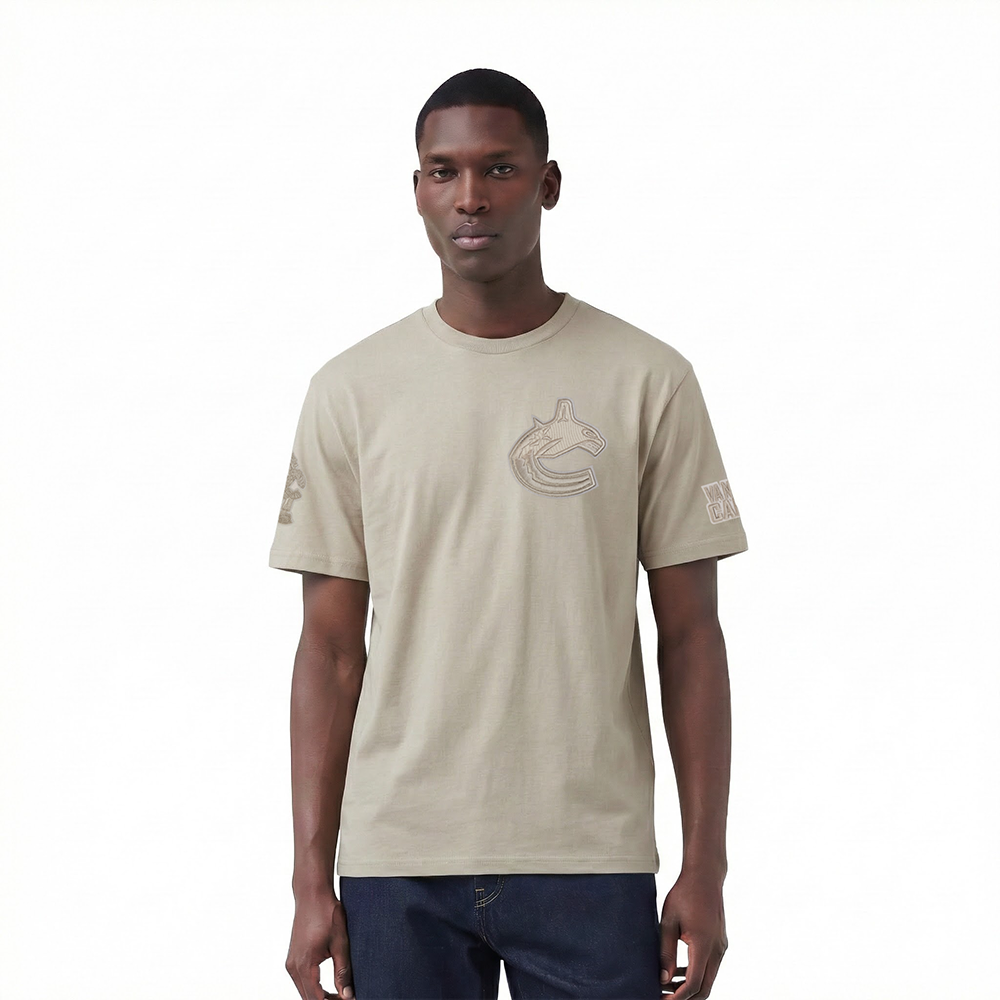 NHL VANCOUVER CANUCKS NEUTRAL T-SHIRT EN JERSEY DE COTON À ÉPAULES TOMBANTES POUR HOMME (TAUPE)