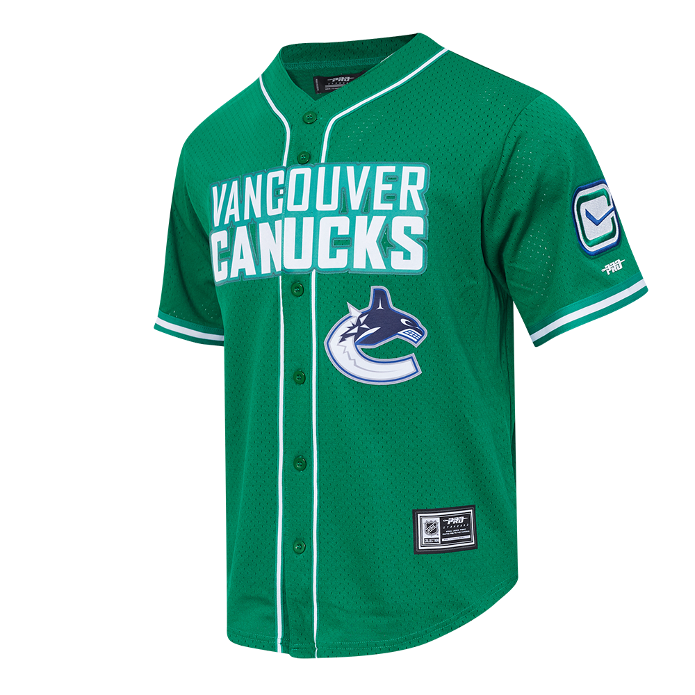 NHL VANCOUVER CANUCKS CLASSIC MESH BUTTON DOWN SHIRT (KELLY GREEN)