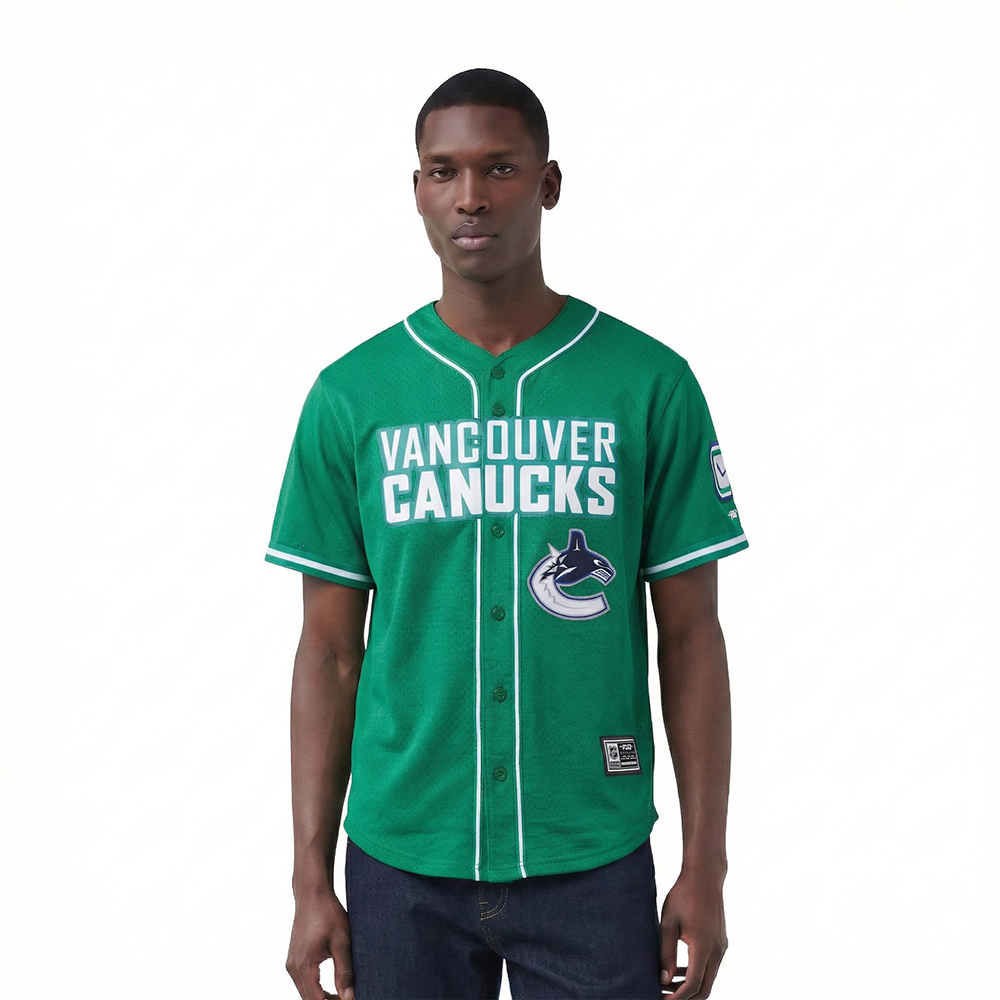NHL VANCOUVER CANUCKS CLASSIC MESH BUTTON DOWN SHIRT (KELLY GREEN)