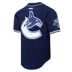 NHL VANCOUVER CANUCKS CLASSIC MESH BUTTON DOWN SHIRT (MIDNIGHT NAVY)
