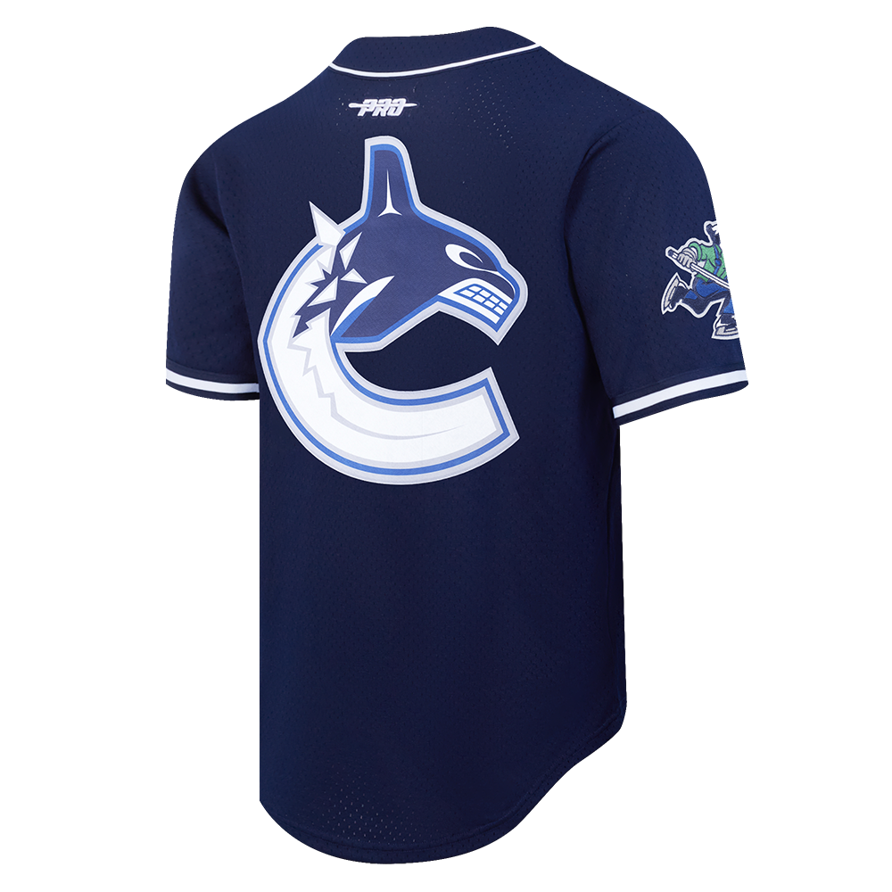 NHL VANCOUVER CANUCKS CLASSIC MESH BUTTON DOWN SHIRT (MIDNIGHT NAVY)