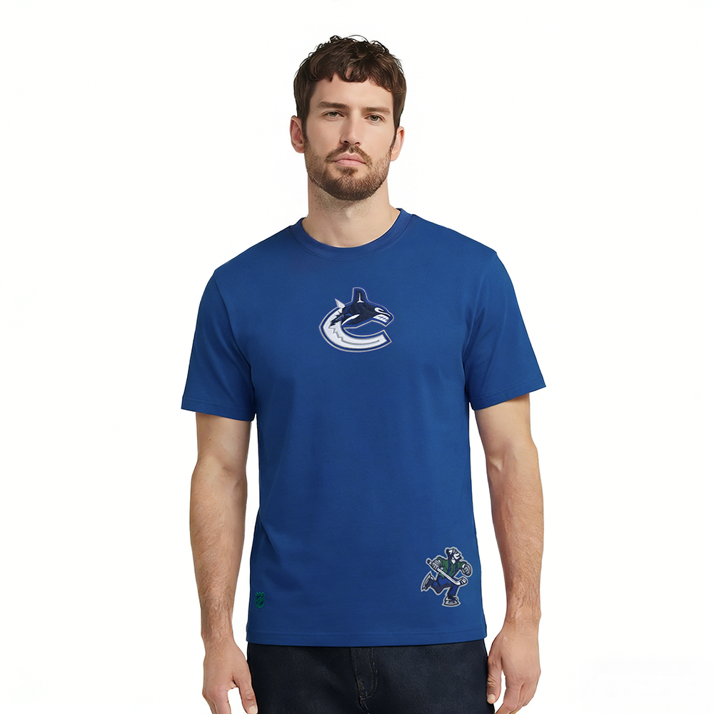 NHL VANCOUVER CANUCKS WINGSPAN T-SHIRT EN JERSEY DE COTON À ÉPAULES TOMBANTES POUR HOMME (BLEU DODGER)