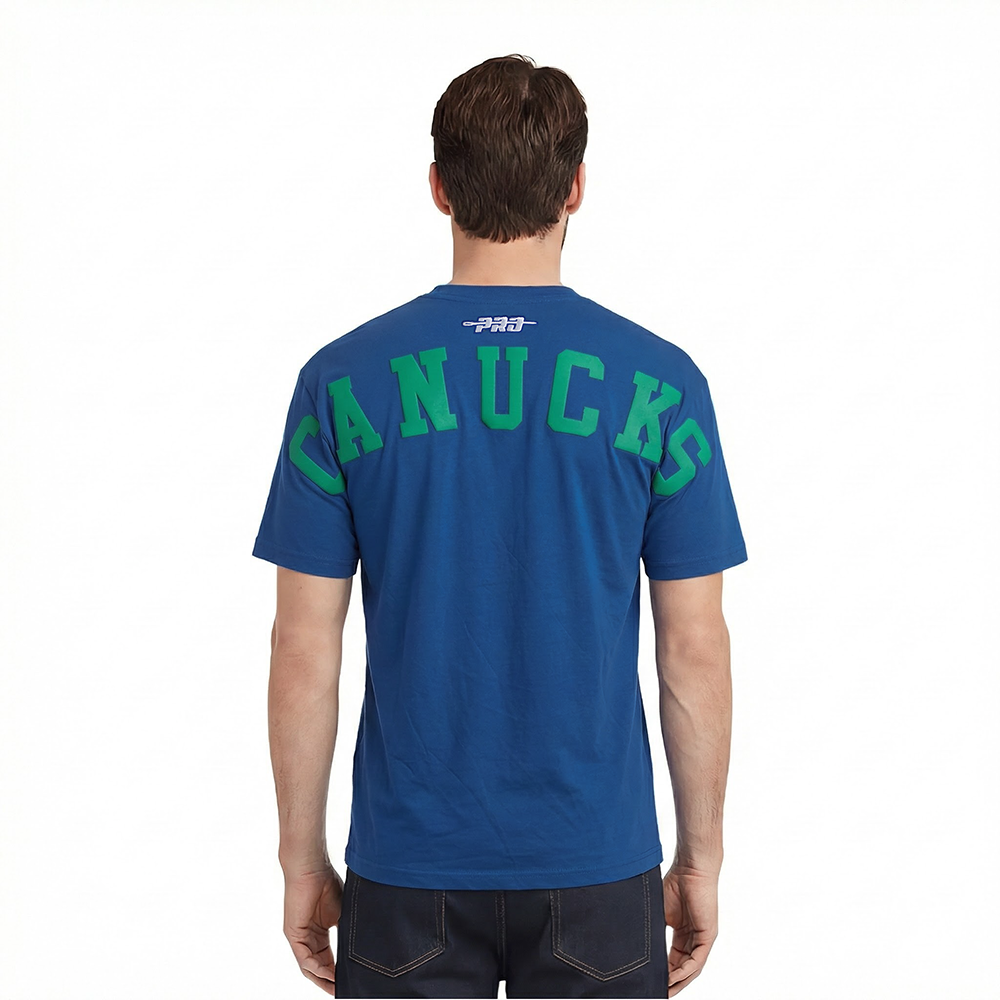 NHL VANCOUVER CANUCKS WINGSPAN T-SHIRT EN JERSEY DE COTON À ÉPAULES TOMBANTES POUR HOMME (BLEU DODGER)
