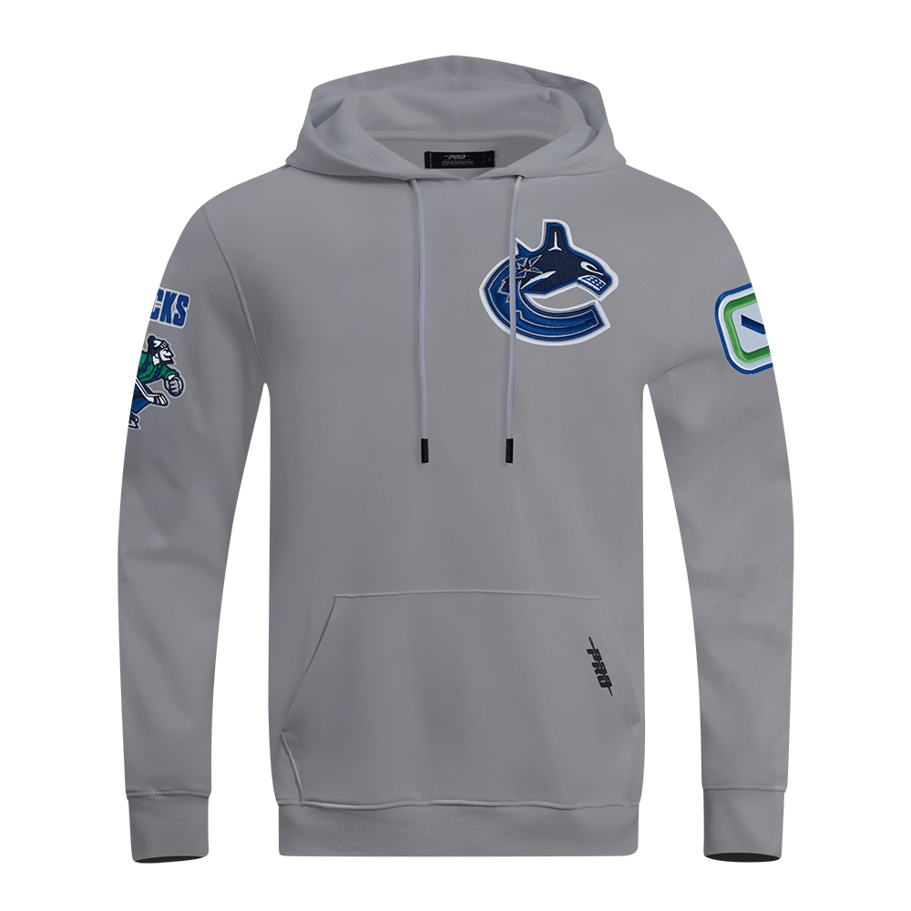 NHL VANCOUVER CANUCKS CLASSIC CHENILLE MEN'S DK PO HOODIE (GRAY)