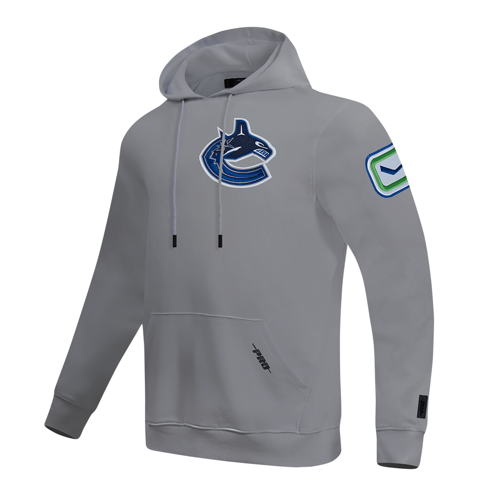 NHL VANCOUVER CANUCKS CLASSIC CHENILLE MEN'S DK PO HOODIE (GRAY)