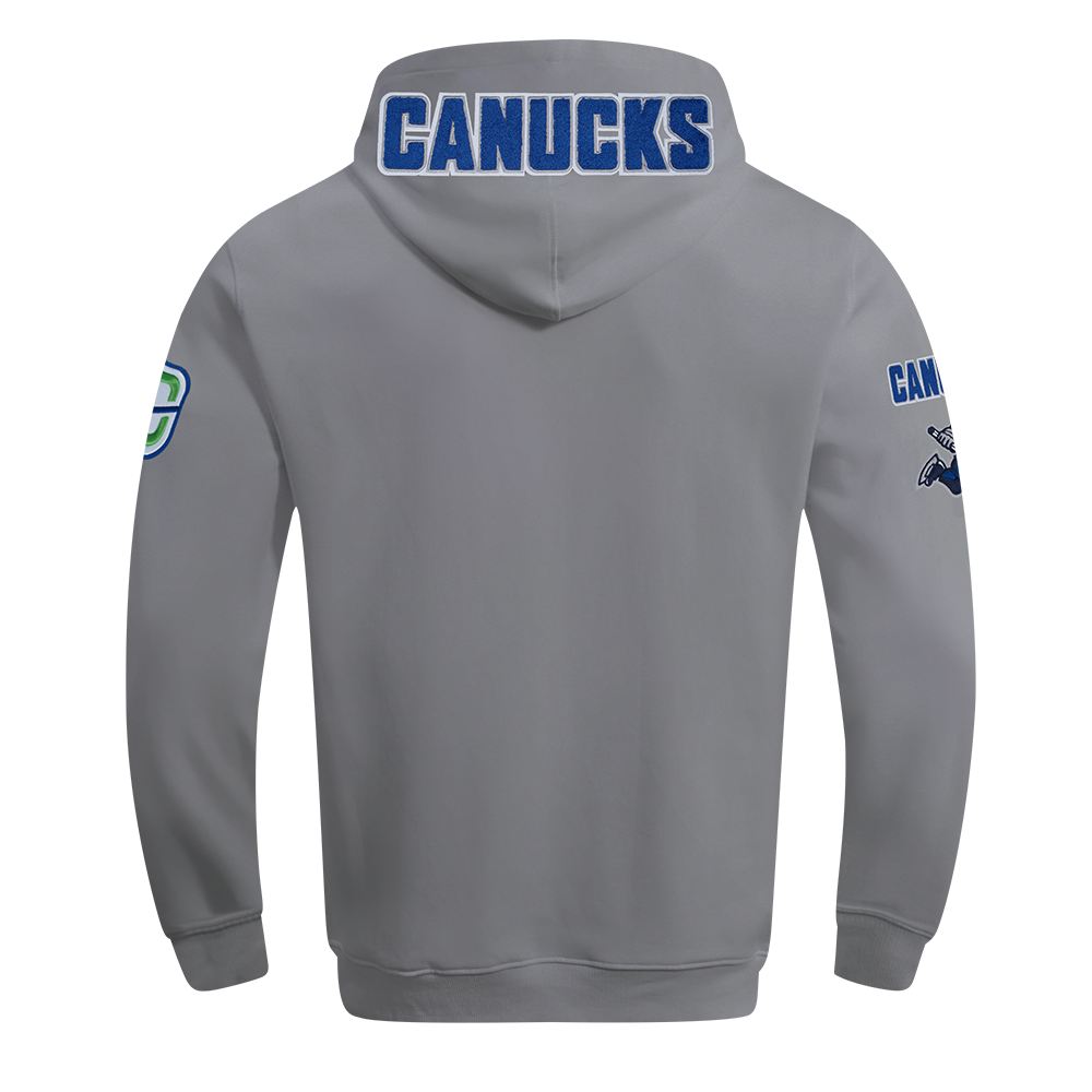 NHL VANCOUVER CANUCKS CLASSIC CHENILLE MEN'S DK PO HOODIE (GRAY)