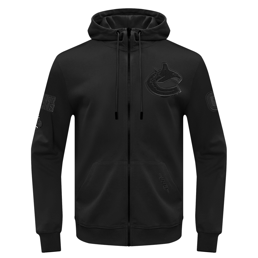 NHL VANCOUVER CANUCKS CLASSIC 3BK CHANDAIL À CAPUCHON EN MAILLE DOUBLE À GLISSIÈRE (TRIPLE NOIR HOMME)