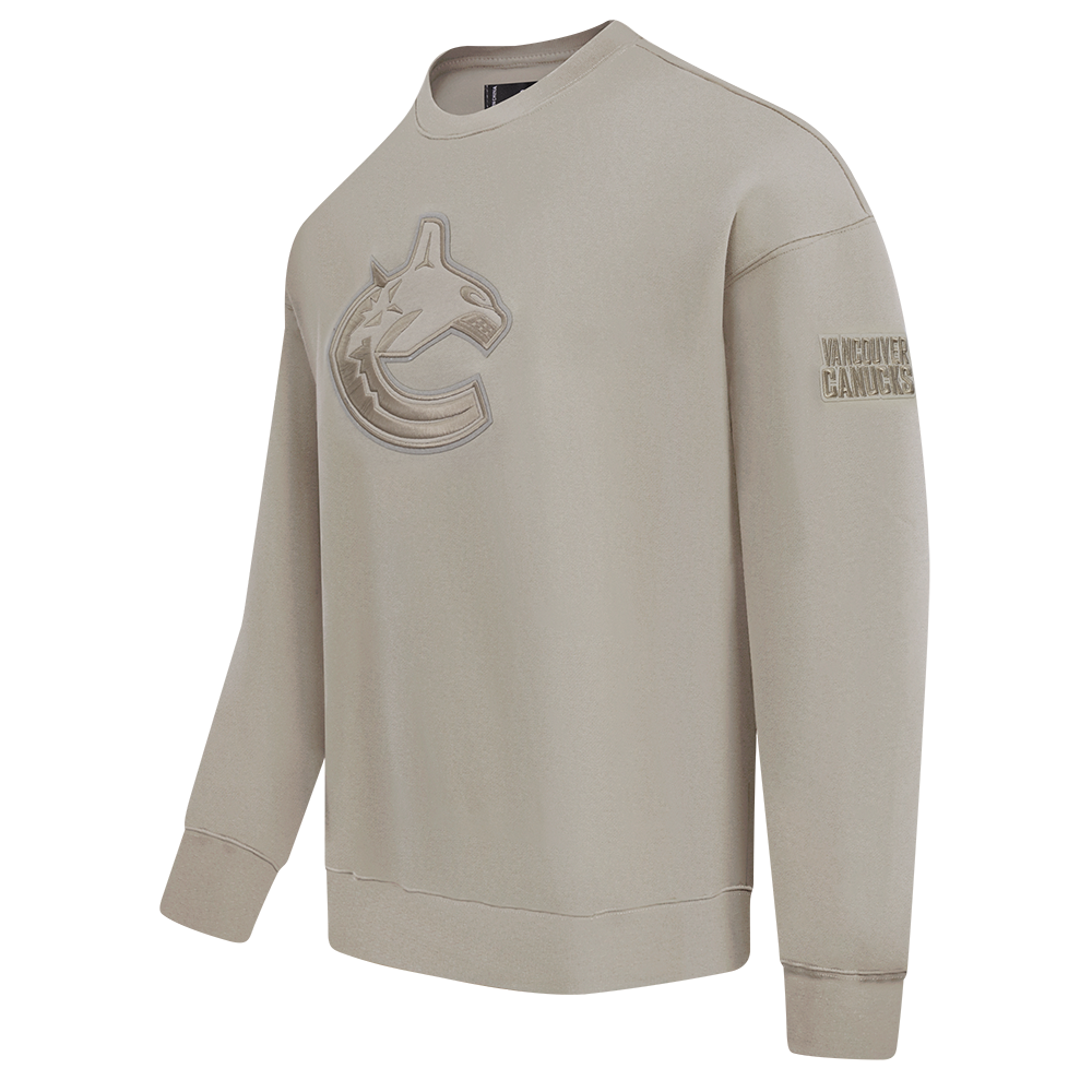 NHL VANCOUVER CANUCKS NEUTRAL CHANDAIL À COL ROND EN MOLLETON À ÉPAULES TOMBANTES POUR HOMME (TAUPE)