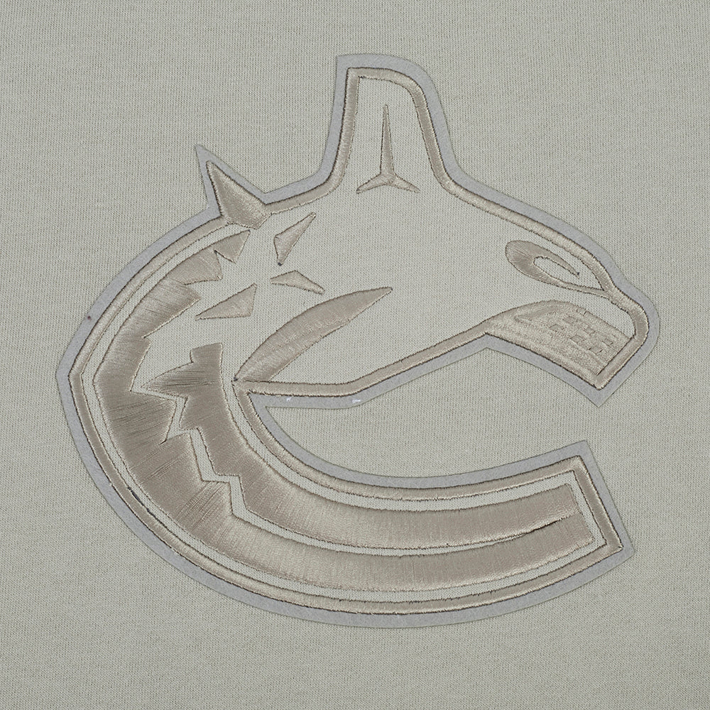 NHL VANCOUVER CANUCKS NEUTRAL CHANDAIL À COL ROND EN MOLLETON À ÉPAULES TOMBANTES POUR HOMME (TAUPE)