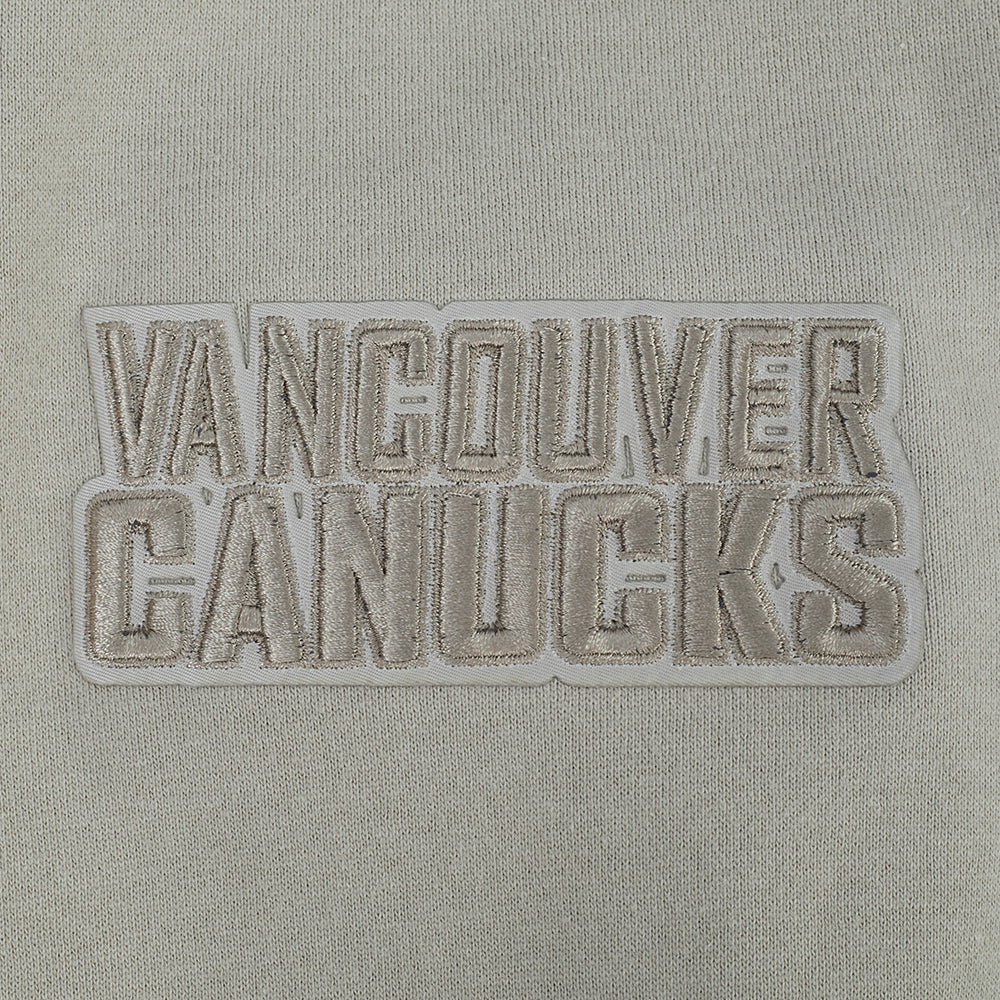 NHL VANCOUVER CANUCKS NEUTRAL CHANDAIL À COL ROND EN MOLLETON À ÉPAULES TOMBANTES POUR HOMME (TAUPE)