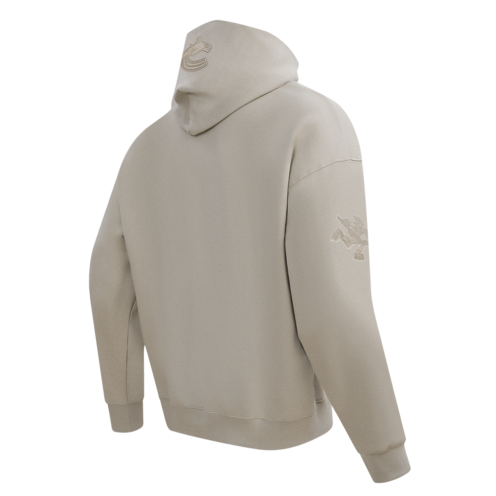 NHL VANCOUVER CANUCKS NEUTRAL CHANDAIL À CAPUCHON EN MOLLETON À ÉPAULES TOMBANTES POUR HOMME (TAUPE)