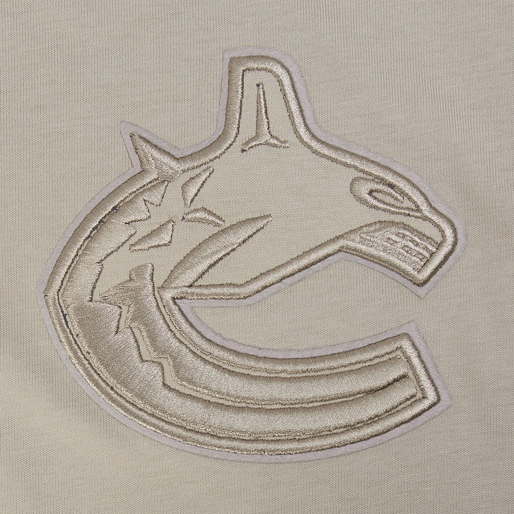 NHL VANCOUVER CANUCKS NEUTRAL CHANDAIL À CAPUCHON EN MOLLETON À ÉPAULES TOMBANTES POUR HOMME (TAUPE)
