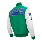 NHL VANCOUVER CANUCKS CLASSIC WOOL VARSITY JACKET (KELLY GREEN/ WHITE)