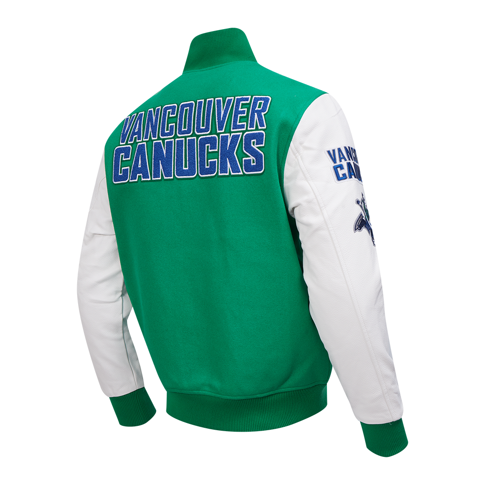 NHL VANCOUVER CANUCKS CLASSIC WOOL VARSITY JACKET (KELLY GREEN/ WHITE)