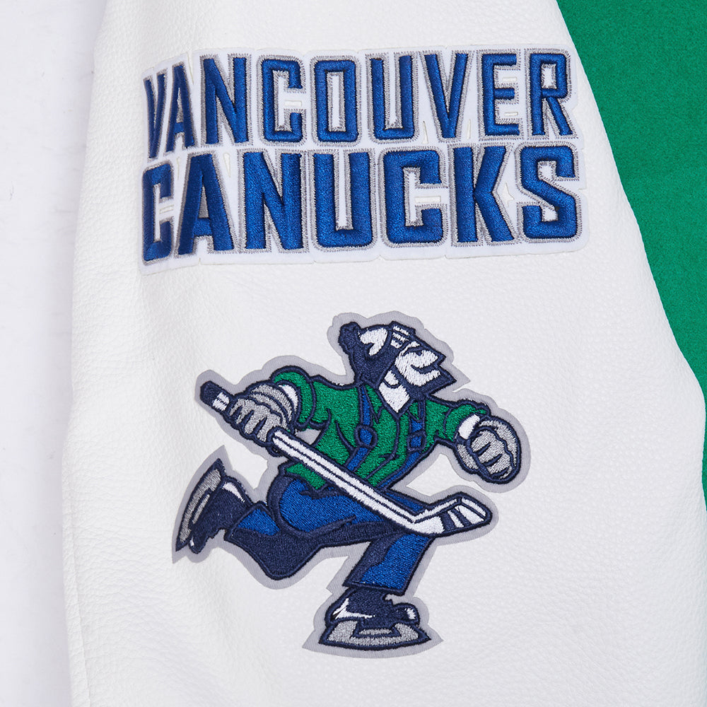 NHL VANCOUVER CANUCKS CLASSIC WOOL VARSITY JACKET (KELLY GREEN/ WHITE)