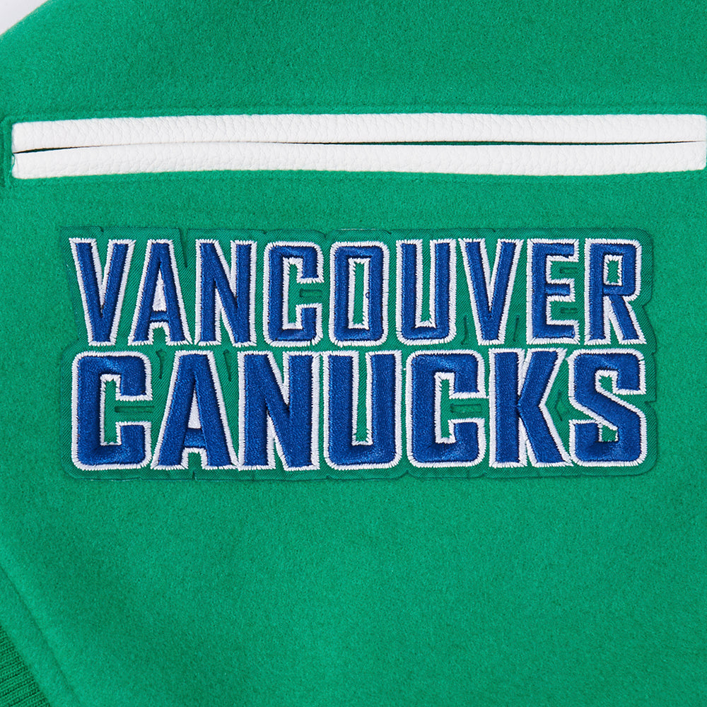 NHL VANCOUVER CANUCKS CLASSIC WOOL VARSITY JACKET (KELLY GREEN/ WHITE)