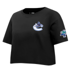 NHL VANCOUVER CANUCKS CLASSIC T-SHIRT EN JERSEY SIMPLE À COUPE CARRÉE POUR FEMME (NOIR)