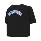 NHL VANCOUVER CANUCKS CLASSIC T-SHIRT EN JERSEY SIMPLE À COUPE CARRÉE POUR FEMME (NOIR)