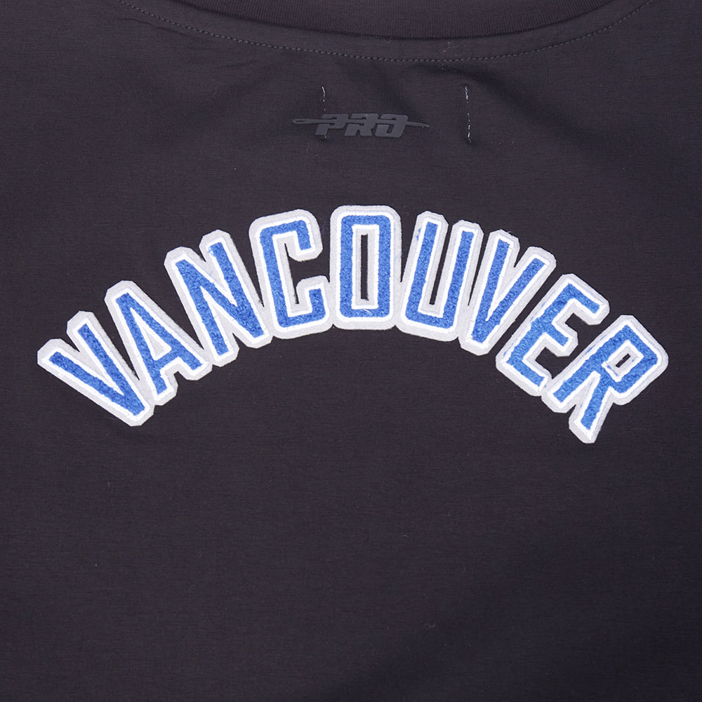 NHL VANCOUVER CANUCKS CLASSIC T-SHIRT EN JERSEY SIMPLE À COUPE CARRÉE POUR FEMME (NOIR)