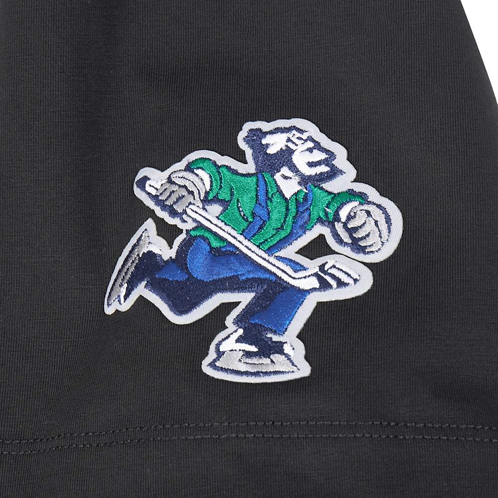 NHL VANCOUVER CANUCKS CLASSIC T-SHIRT EN JERSEY SIMPLE À COUPE CARRÉE POUR FEMME (NOIR)