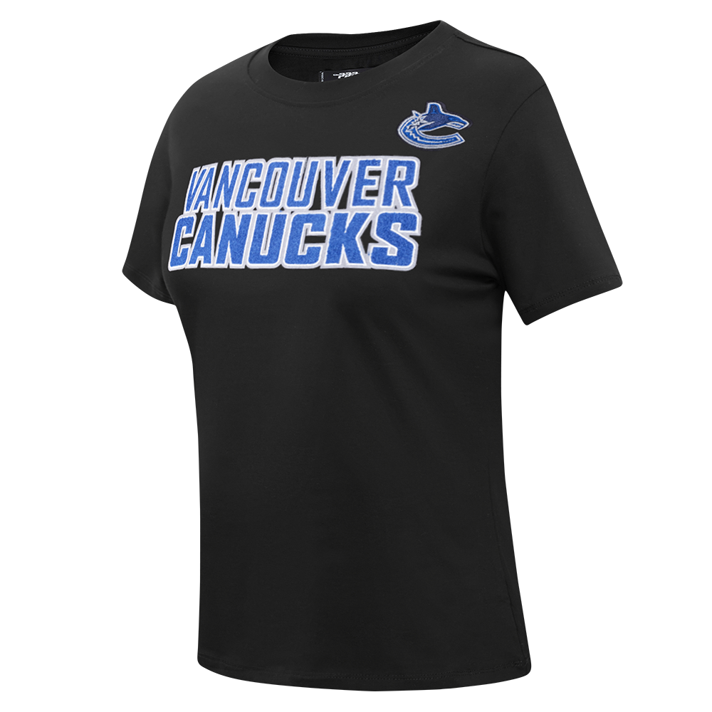 NHL VANCOUVER CANUCKS CLASSIC T-SHIRT EN JERSEY SIMPLE À COUPE AJUSTÉE POUR FEMME (NOIR)