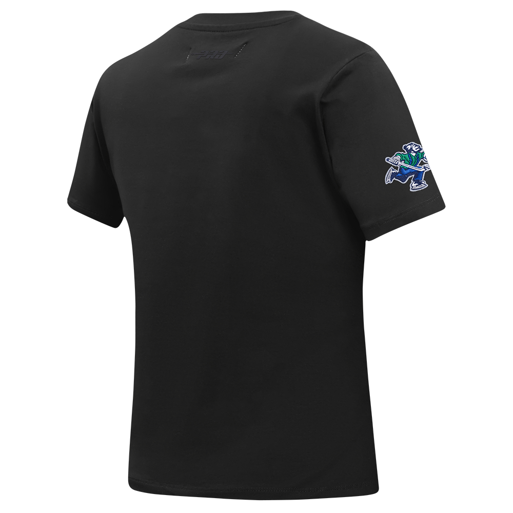NHL VANCOUVER CANUCKS CLASSIC T-SHIRT EN JERSEY SIMPLE À COUPE AJUSTÉE POUR FEMME (NOIR)