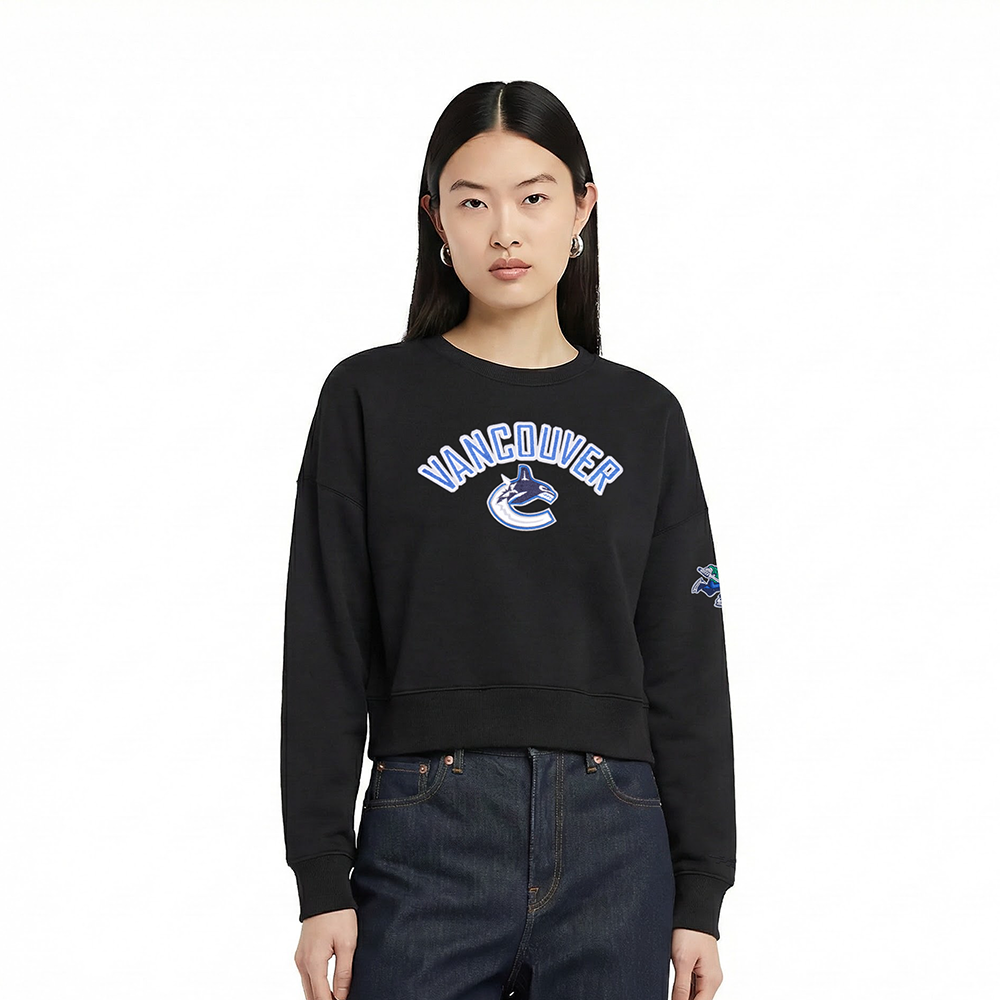 NHL VANCOUVER CANUCKS CLASSIC WOMEN'S  FLC CREWNECK (BLACK)