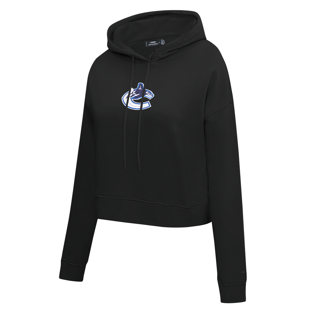 NHL VANCOUVER CANUCKS CLASSIC WOMEN'S  FLC CROPPED PO HOODIE (BLACK)