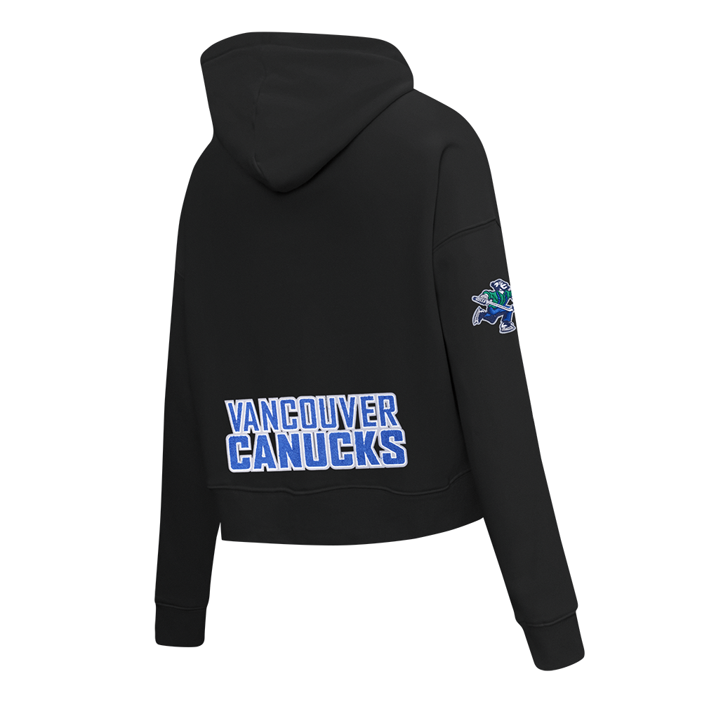 NHL VANCOUVER CANUCKS CLASSIC WOMEN'S  FLC CROPPED PO HOODIE (BLACK)