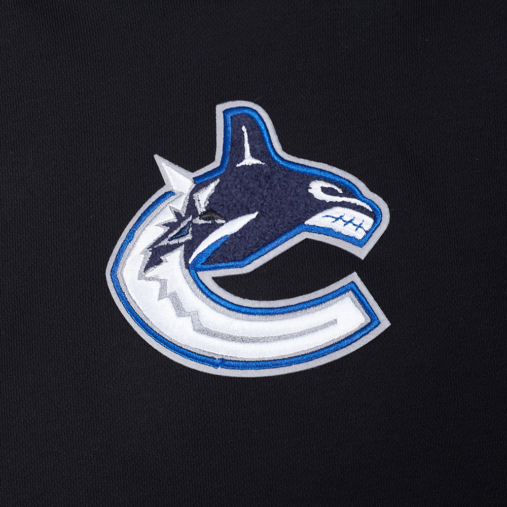 NHL VANCOUVER CANUCKS CLASSIC WOMEN'S  FLC CROPPED PO HOODIE (BLACK)