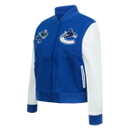 NHL VANCOUVER CANUCKS CLASSIC WOMEN'S WOOL VARSITY JACKET (DODGER BLUE/WHITE)