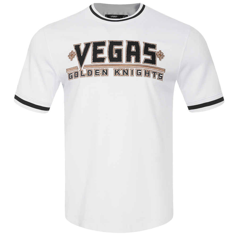 NHL VEGAS GOLDEN KNIGHTS CLASSIC CHENILLE T-SHIRT EN MAILLE DOUBLE POUR HOMME (BLANC/NOIR)