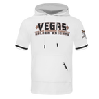 NHL VEGAS GOLDEN KNIGHTS CLASSIC CHENILLE CHANDAIL À CAPUCHON EN MAILLE DOUBLE À MANCHES COURTES POUR HOMME (BLANC/NOIR)