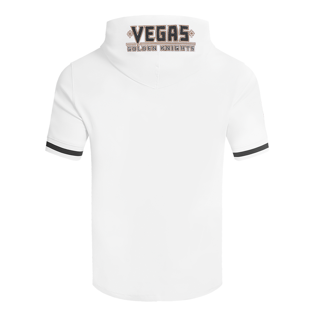 NHL VEGAS GOLDEN KNIGHTS CLASSIC CHENILLE CHANDAIL À CAPUCHON EN MAILLE DOUBLE À MANCHES COURTES POUR HOMME (BLANC/NOIR)