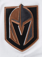 NHL VEGAS GOLDEN KNIGHTS CLASSIC CHENILLE CHANDAIL À CAPUCHON EN MAILLE DOUBLE À MANCHES COURTES POUR HOMME (BLANC/NOIR)