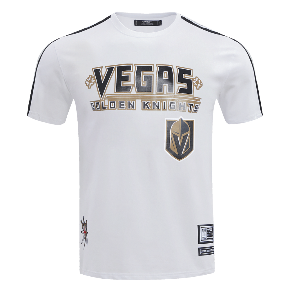 NHL VEGAS GOLDEN KNIGHTS CLASSIC T-SHIRT RAYÉ EN JERSEY SIMPLE ET FILET POUR HOMME (BLANC/NOIR)