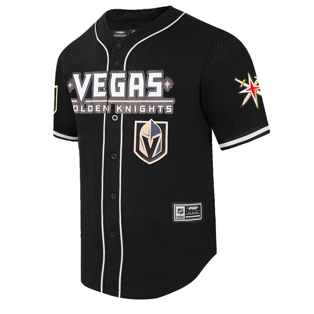 NHL VEGAS GOLDEN KNIGHTS CLASSIC MEN'S MESH BUTTON DOWN JERSEY (BLACK)