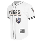 NHL VEGAS GOLDEN KNIGHTS CLASSIC MAILLOT À BOUTONS EN FILET POUR HOMME (BLANC/NOIR/BLANC)