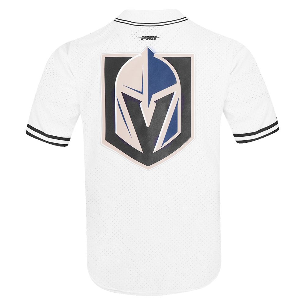 NHL VEGAS GOLDEN KNIGHTS CLASSIC MAILLOT À BOUTONS EN FILET POUR HOMME (BLANC/NOIR/BLANC)