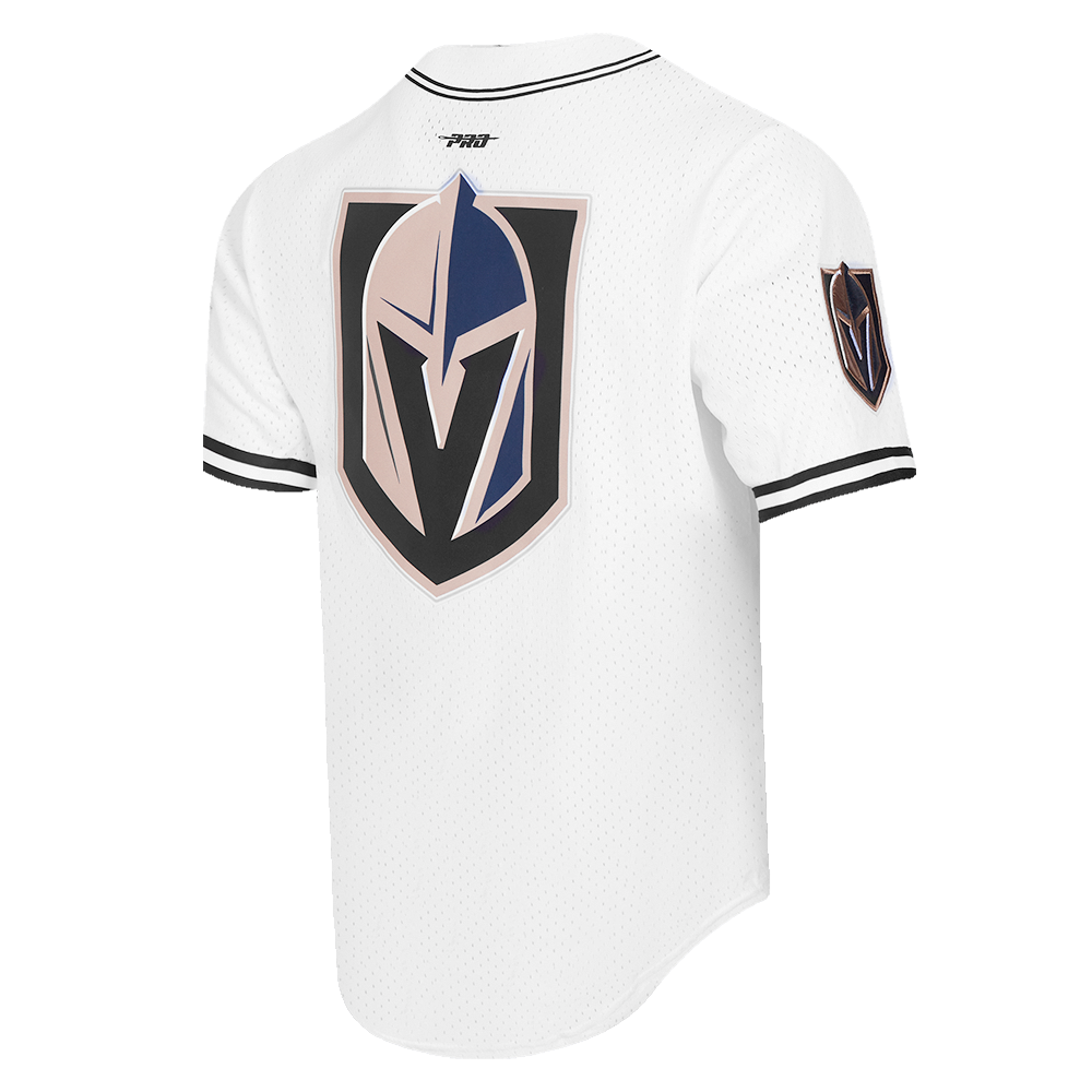 NHL VEGAS GOLDEN KNIGHTS CLASSIC MAILLOT À BOUTONS EN FILET POUR HOMME (BLANC/NOIR/BLANC)