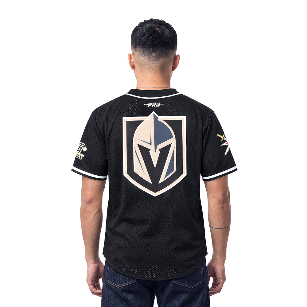 NHL VEGAS GOLDEN KNIGHTS SCRIPT TAIL CHEMISE BOUTONNÉE EN FILET POUR HOMME (NOIR)